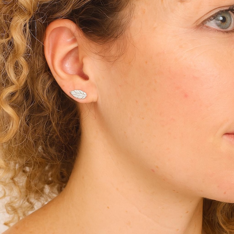 Gold leaf Earrings Tiny Leaf Stud Earrings Everyday Earrings Fall gifts Gold Leaves Earrings -20063 image 2