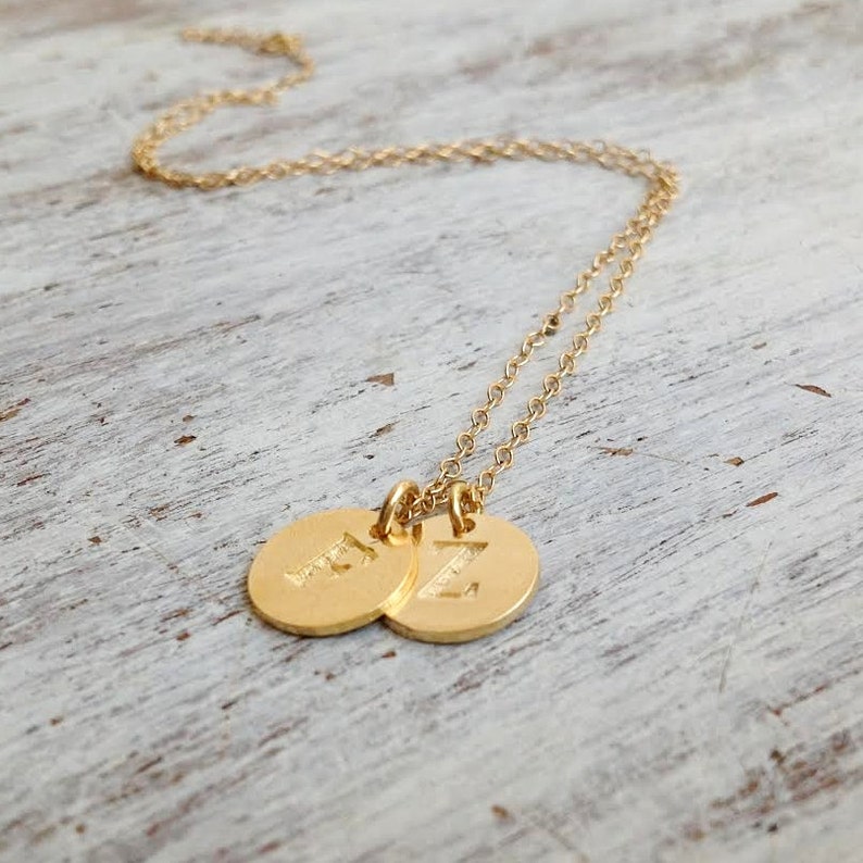 Personalized Initial Necklace Gold Disc Initial Necklace - Etsy