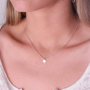 Tiny Sterling Silver Disc Necklace