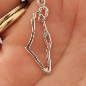 Karta över Israel halsband, guld Israel halsband, heligt land hänge halsband, Israel karta smycken, judaica halsband, judiska smycken bild 7