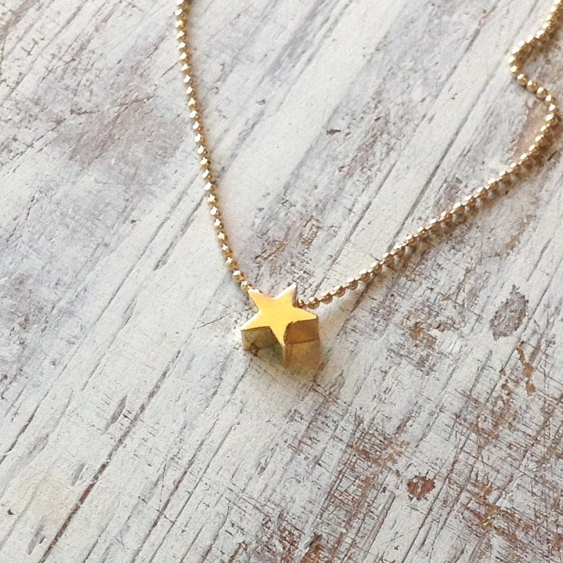 Gold necklace, petite star necklace 