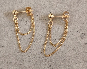 Simple Gold Chain Earring, Chain Stud Earrings, Minimalist Chain Earring, Dainty Earring, Tiny Earring, Everyday Earrings