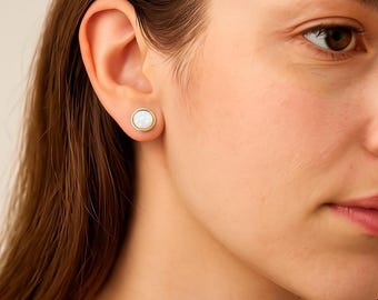 Gold earrings opal,opal stud earrings,opal gold earrings,stud earrings,classic earrings,wedding earrings, Gold filled earrings