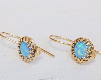 Blue opal earrings,opal earrings,Blue opal,gift for her,opal Jewelry,dangle earrings,dainty earrings,gold earrings,christmas gift - 21081