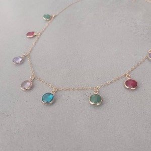 Colorful Gold Necklace, Crystal Necklace, Gold Choker Necklace, Gold Filled Necklace, Stone Necklace, Gemstone Necklace,Multi Color Necklace