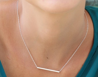 Silver necklace, silver bar necklace, simple necklace, bar necklace silver, dainty necklace, delicate silver necklace,Layered necklace