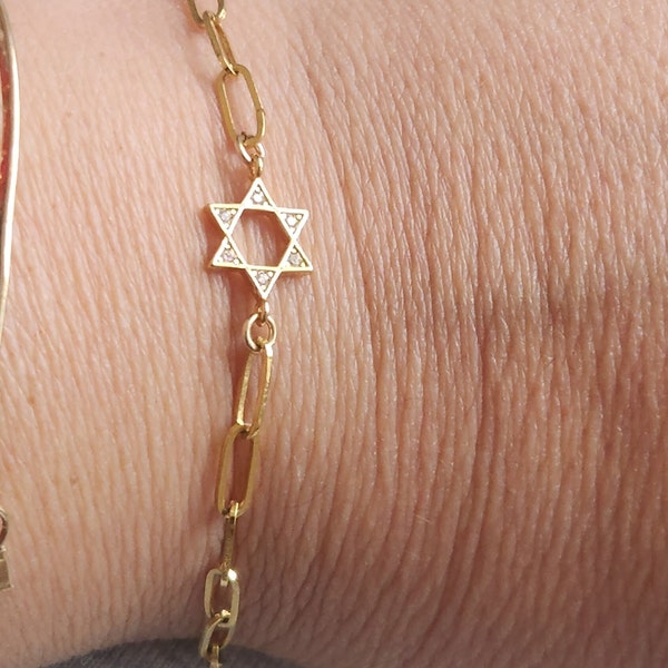 Star Of David Bracelet , magen david bracelet, Jewish Jewelry, Star Of David Jewelry, Gold Magen David Bracelet, Judaica, Bat Mitzvah Gift