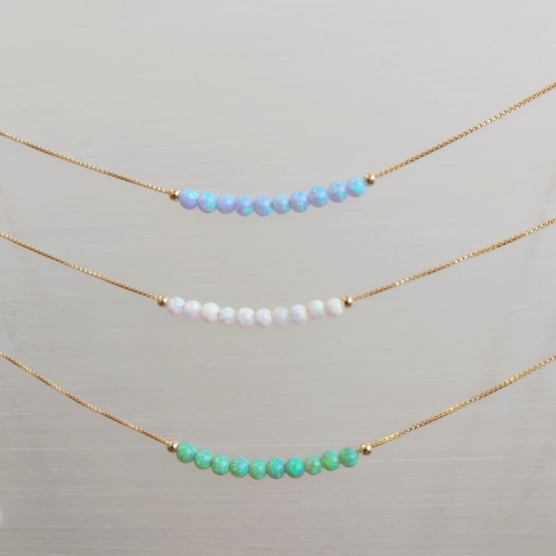 Purple Opal Beaded Necklace,Opal Necklace, TPurple Opal Bead,Tiny Opal Bead Necklace,Minimalist Necklace, Opal Jewelry, Opal Bead Necklace image 5