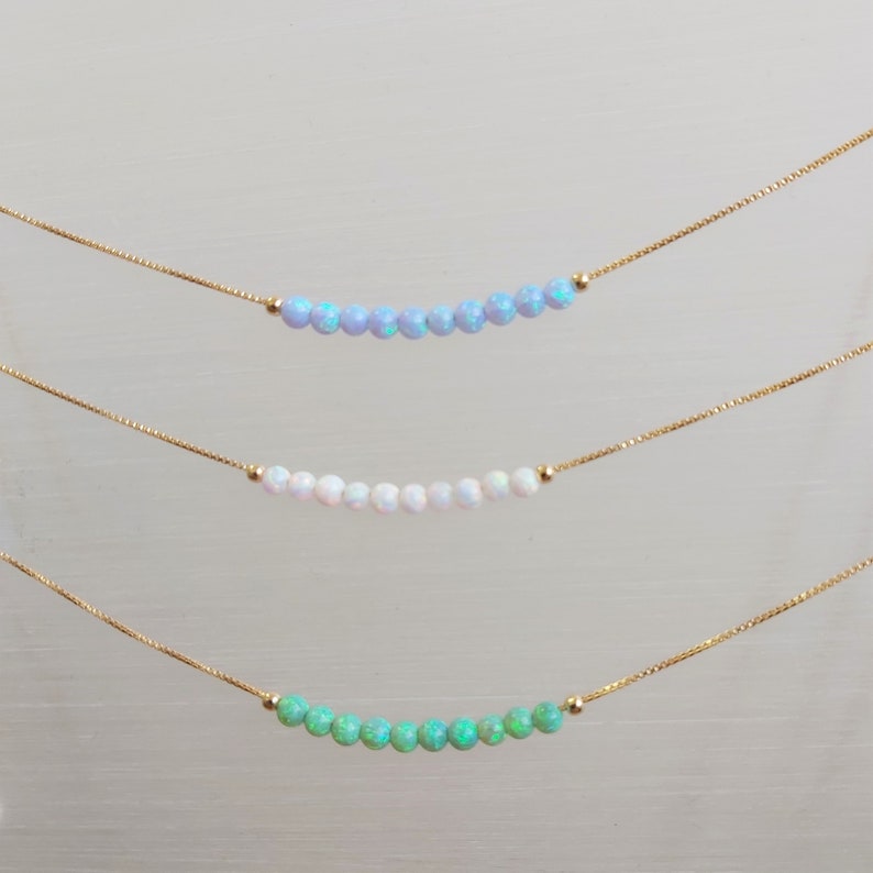 Opal Necklaceopal Ball Necklace Tiny Opal Bead Necklaceopal Etsy