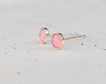 opal earrings,october birthstone,silver opal earrings,opal stud earrings,pink opal earrings,opal jewelry,fire opal earrings-21030-1/P