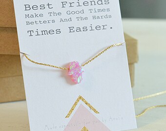 opal necklace,best friend necklace,opal gold necklace,hamsa necklace,friendship necklace,hamsa charm necklace,gift for her,opal -21250