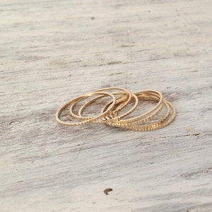 Set of 10 Gold rings, Stacking ring, stacking gold rings, thin ring, hammered ring, tiny ring, thin rings R2210 image 5
