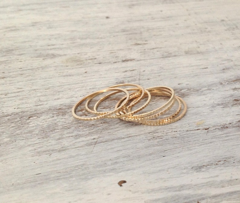 Set of 10 Gold rings, Stacking ring, stacking gold rings, thin ring, hammered ring, tiny ring, thin rings R2210 image 5