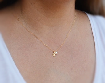 Gold necklace, dainty necklace, unique necklace, cubic zirconia necklace, delicate necklace,gift for her