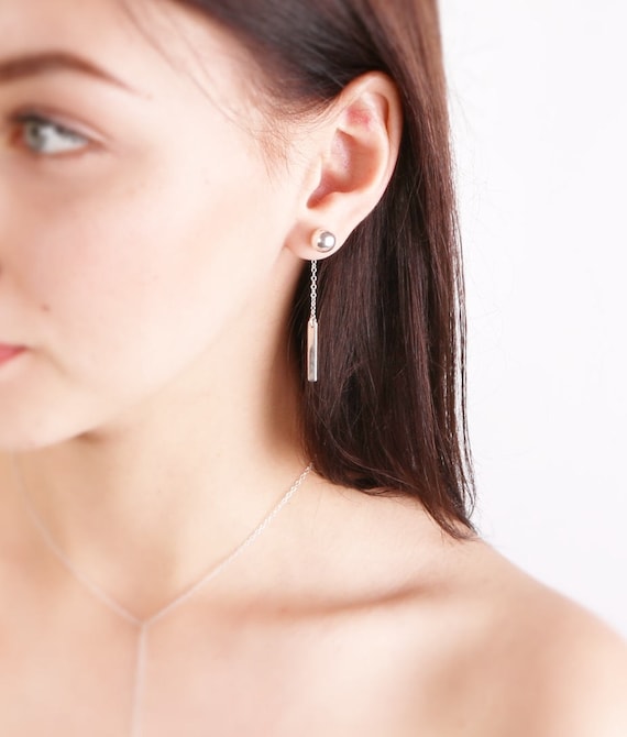 Stud earring online with drop back