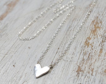 Tiny Heart Necklace,Sterling Silver Heart,valentines gift,Dainty minimalist heart necklace,Small heart necklace