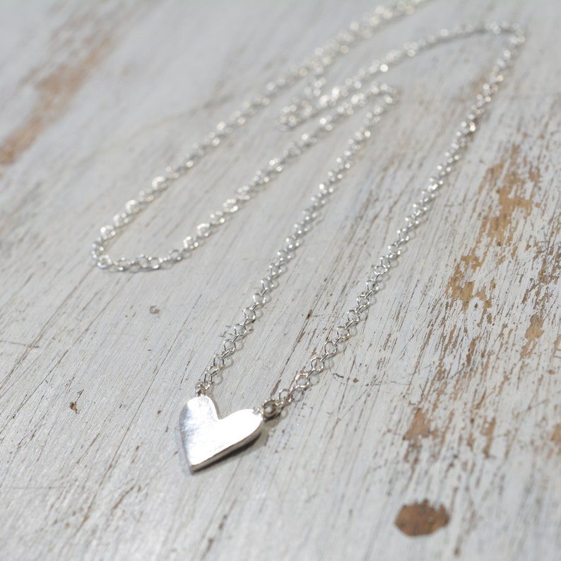 Tiny Heart Necklace,Sterling Silver Heart,valentines gift,Dainty minimalist heart necklace,Small heart necklace image 1
