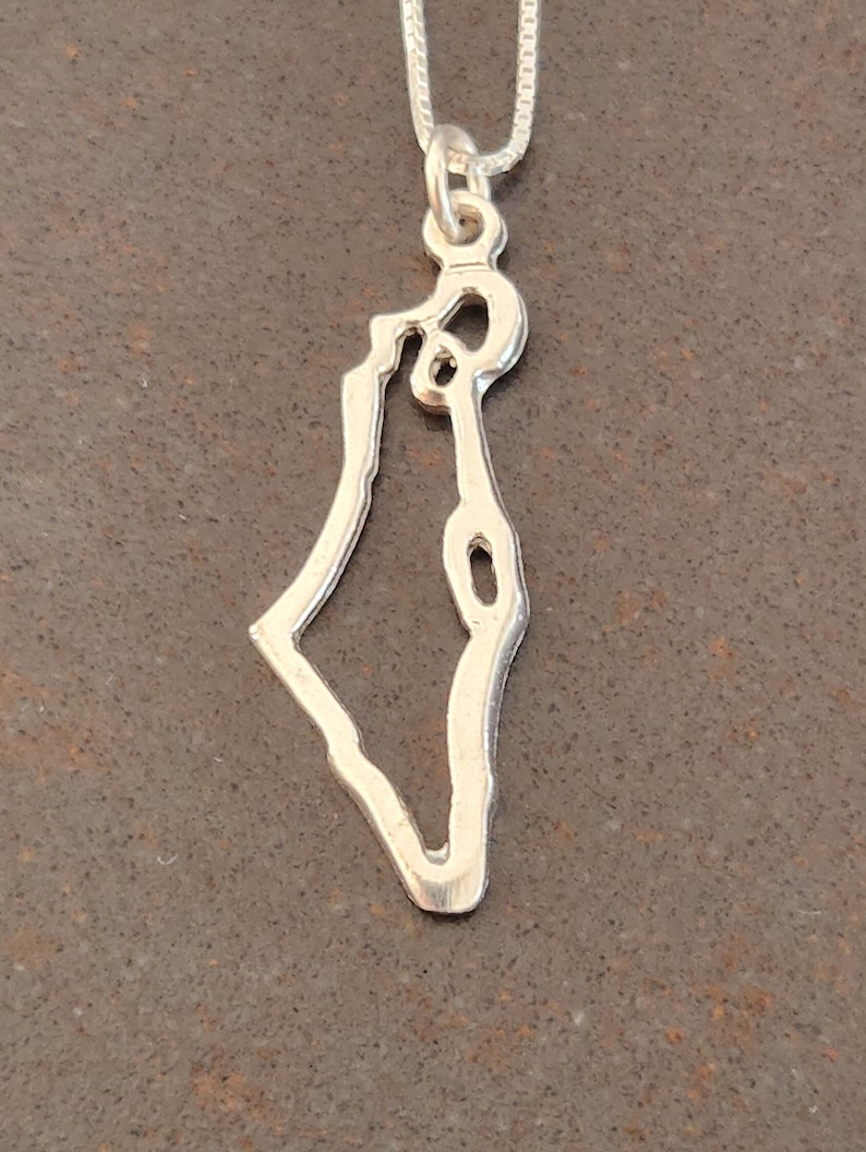 Karta över Israel halsband, guld Israel halsband, heligt land hänge halsband, Israel karta smycken, judaica halsband, judiska smycken bild 8