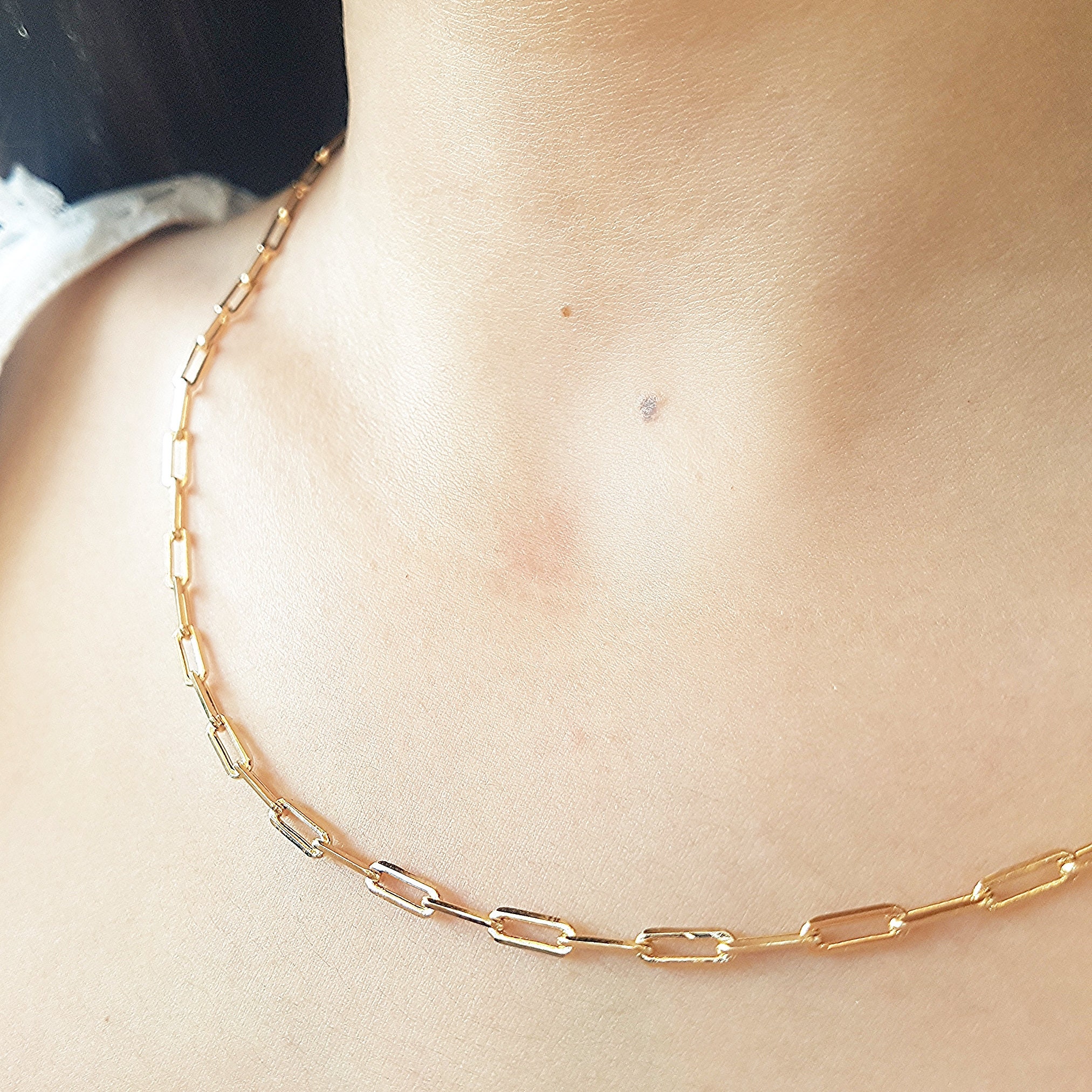 Long gold shop link chain necklace