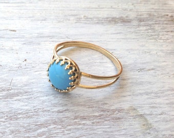 Gold ring, Turquoise ring, stacking ring, vintage ring, stack ring, stack gold ring, Blue ring, classic ring214