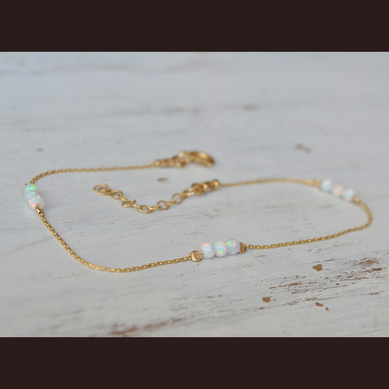 Dainty Opal Anklet,Opal Jewelry,Gold Opal Anklet,Beach Anklet