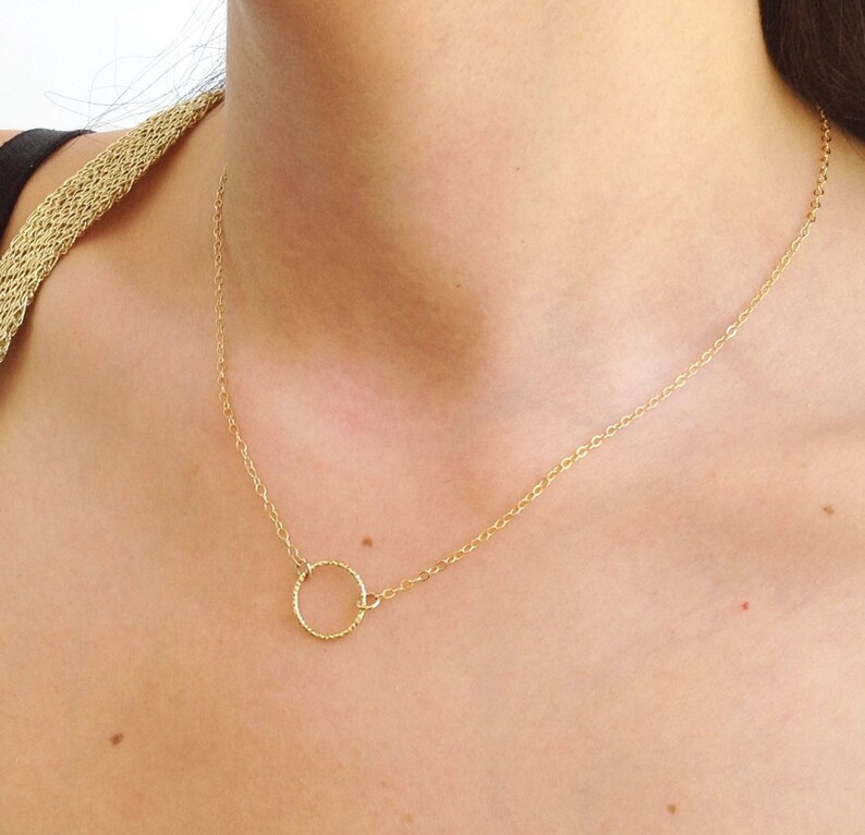 Dainty Circle Necklace,Gold Karma Necklace,Layering necklace,Mother's Gift Jewelry,Gold Filled or Sterling Silver image 1