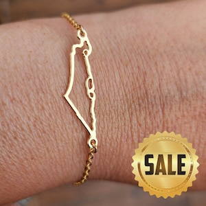 Israel Karte Armband, Heiliges Land Karte von Israel Armband, Jüdisches Geschenk, Israelischer Schmuck, Isarel Karte Anhänger, Gold oder Silber Israel Karte Armband