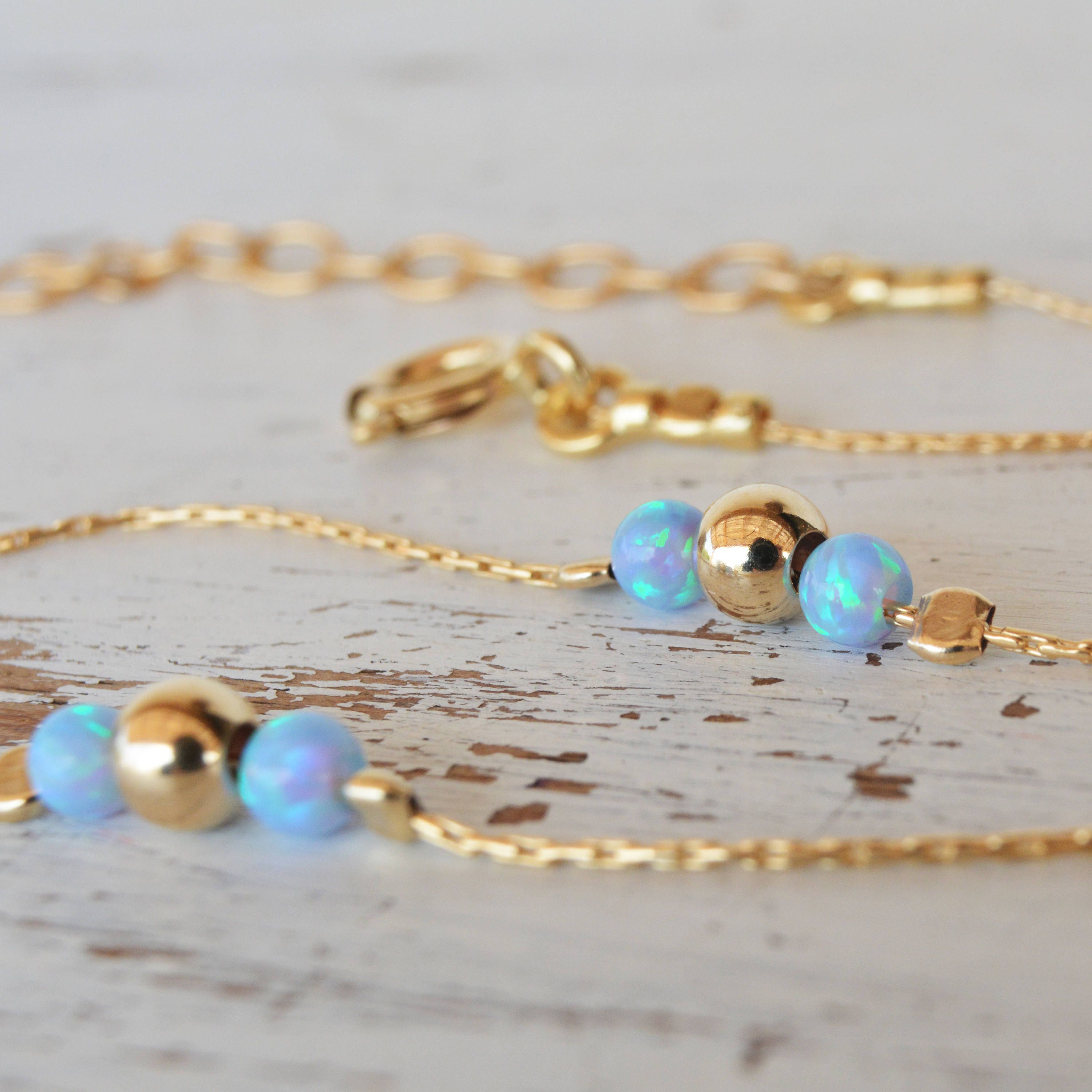 Opal Ankletankle Braceletopal Jewelrygold Ankletbeach Etsy