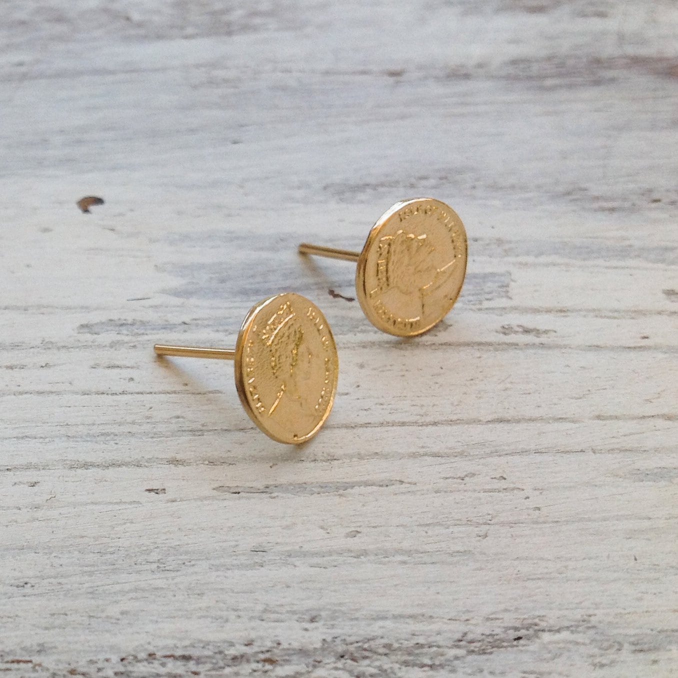 Gold Earrings Stud Earrings Coin Earrings Classic Earrings Etsy