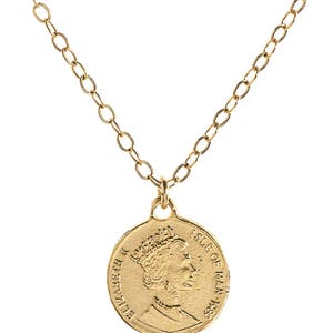 gold coin necklace, women coin jewelry, sideway coin, 14k gold filled,gift for her,dainty necklace,gold necklace,gold disc necklace image 5