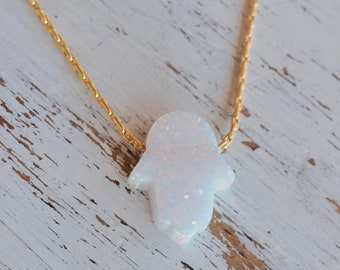 Opal necklace,Opal Hamsa Necklace,White Opal Necklace,Hamsa Hand Necklace,Opal Necklace Gold,Hamsa Necklace,Delicate necklace,Opal Jewelry