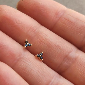 Tiny Trio Dot Stud Earrings, Gold Earrings, Tiny stud Earrings, Second Hole Earrings,  Everyday Earrings