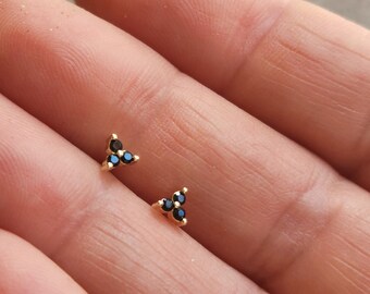 Tiny Trio Dot Stud Earrings, Gold Earrings, Tiny stud Earrings, Second Hole Earrings,  Everyday Earrings