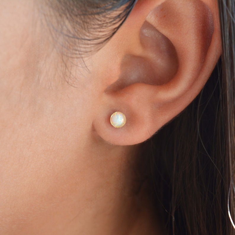 Opal stud earrings,gold opal earrings,opal earrings,classic earrings,stud earrings,Gold filled earrings,delicate earrings,gold earring-21030 image 7