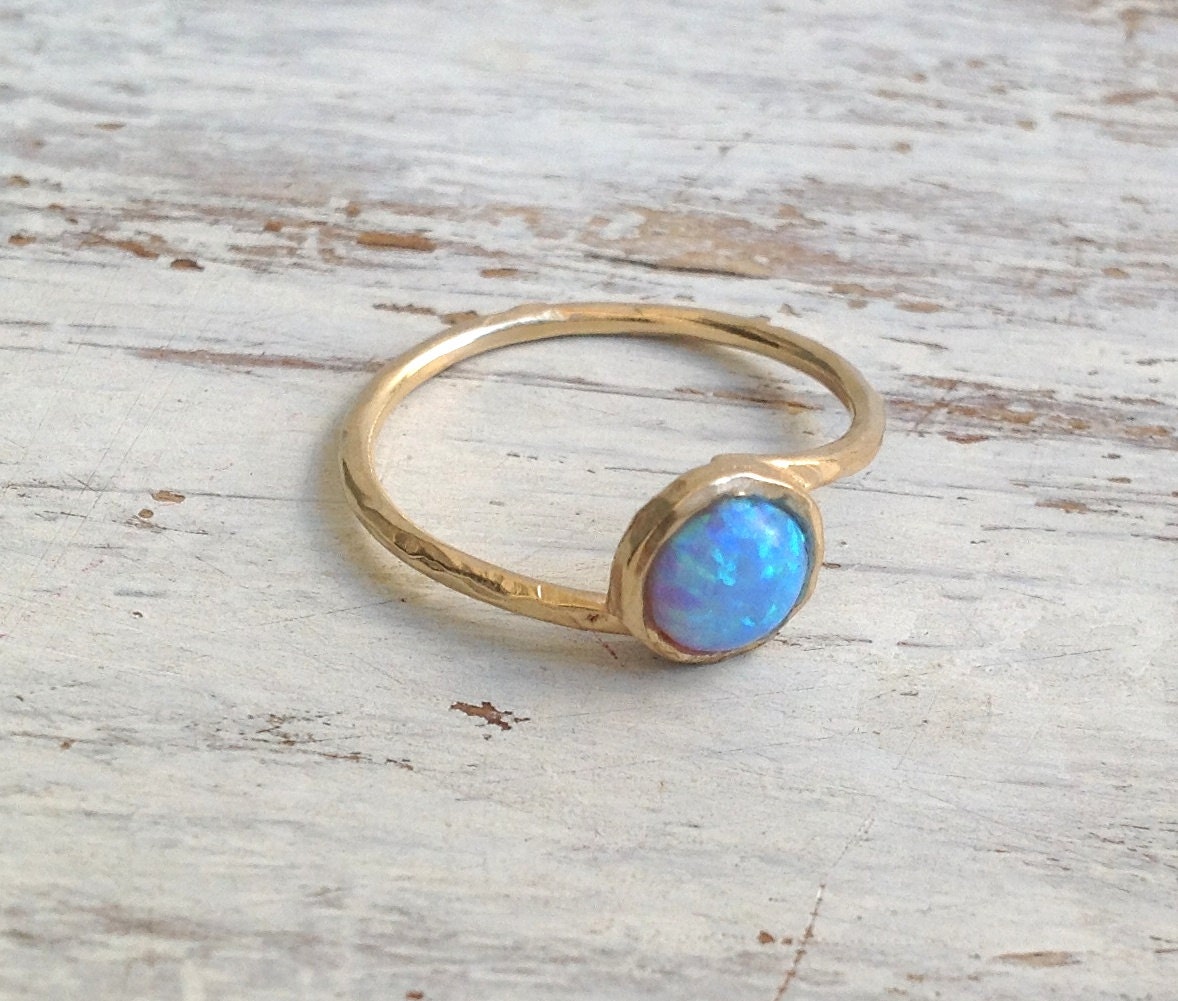 Opal Ring Blue Opal Ring Gemstone Ring Blue Opal Dainty - Etsy