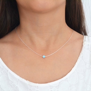 Blue Opal necklace,Opal Jewelry,October birthstone,Sterling Silver,Opal Necklace Silver,Dainty Opal Necklace,opal choker necklace,minimalist