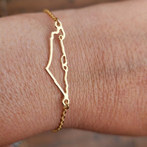 Israel Karte Armband, Heiliges Land Karte von Israel Armband, Jüdisches Geschenk, Israelischer Schmuck, Isarel Karte Anhänger, Gold oder Silber Israel Karte Armband