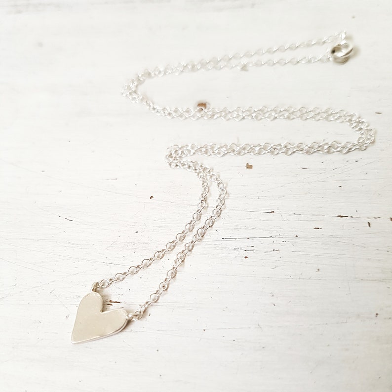 Tiny Heart Necklace,Sterling Silver Heart,valentines gift,Dainty minimalist heart necklace,Small heart necklace image 5