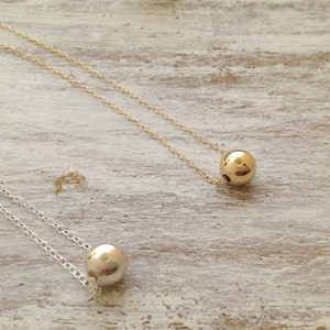 Gold ball necklace, ball necklace, bead necklace, minimalist necklace, gold filled ball necklace, dot necklace, bridesmaid necklace - 10017