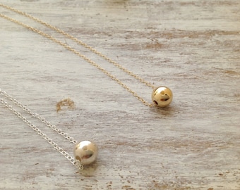 Gold ball necklace, ball necklace, bead necklace, minimalist necklace, gold filled ball necklace, dot necklace, bridesmaid necklace - 10017