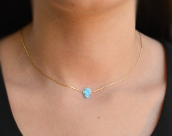 Blue hamsa necklace,Gold necklace opal,opal hamsa,silver opal necklace,hamsa opal necklace,blue opal necklace,opal dainty necklace