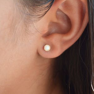 Opal stud earrings,gold opal earrings,opal earrings,classic earrings,stud earrings,Gold filled earrings,delicate earrings,gold earring-21030 image 3