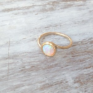 opal ring,gemstone ring, stacking ring, white opal ring, gold rings, opal, gold filled ring, thin ring, hammered ring - t 13