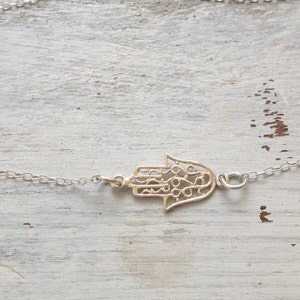 Hamsa bracelet, sideway hamsa, silver bracelet, silver hamsa, hamsa jewelry, delicate bracelet, luck jewelry, anklet , gold filled 113