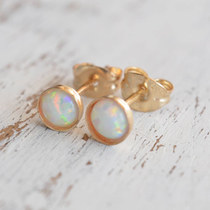 Opal stud earrings,gold opal earrings,opal earrings,classic earrings,stud earrings,Gold filled earrings,delicate earrings,gold earring-21030 image 4