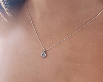 Small evil eye necklace, silver evil eye,sterling silver necklace,evil eye charm,eye necklace, protection jewelry,tiny necklace- 10002