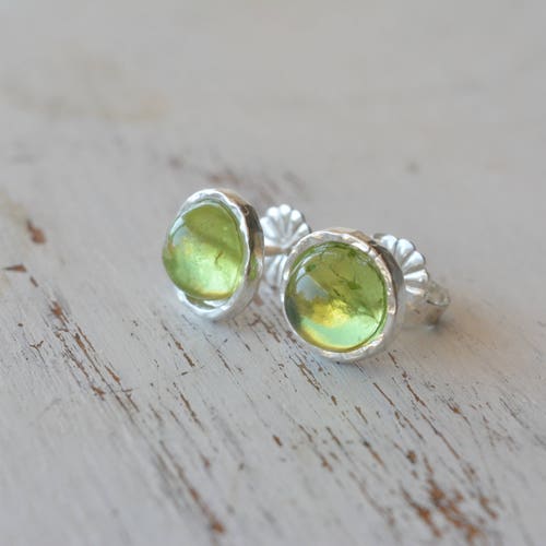 Peridot Earrings / Trio Stud Earrings / August Birthstone Etsy