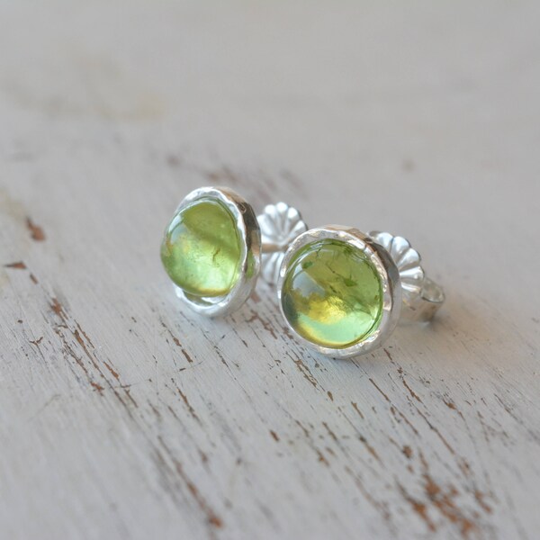 Peridot Stud Earrings,Green Peridot studs,Gemstone Earrings,August birthstone,Genuine Peridot,Dainty Earrings,Sterling silver or gold filled