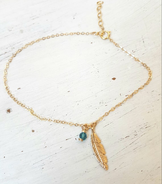 Gold Anklet Feather Anklet Gold Filled Anklet Beach Anklet Etsy