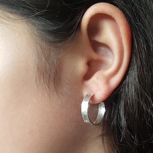 Hammered Hoop Earrings, 14k Gold Filled or sterling silver, Hammered Hoops Wide 5mm Wrap Hoops for Women Large Hoops